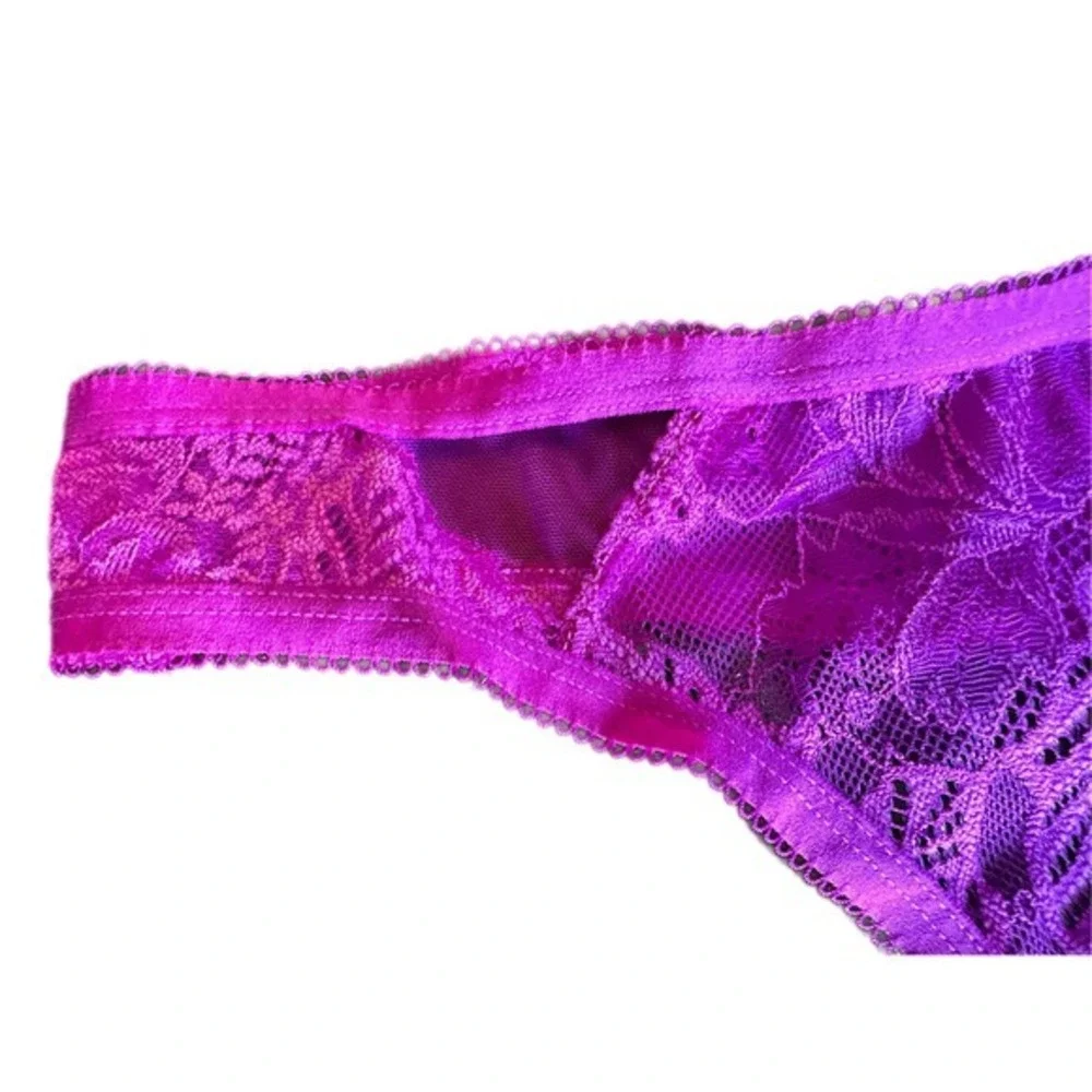 Auden Womens Purple Lace Thong Panty‎ Size M 4 6 New With Tags